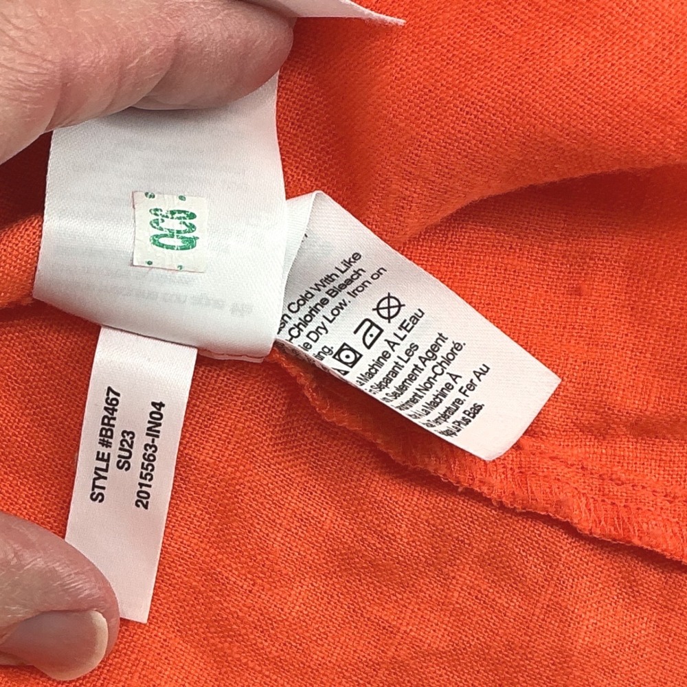 Womens J.Crew Summer Gauzy Linen Maxi Dress XL Orange Smocked Waist Boho - Picture 8 of 13